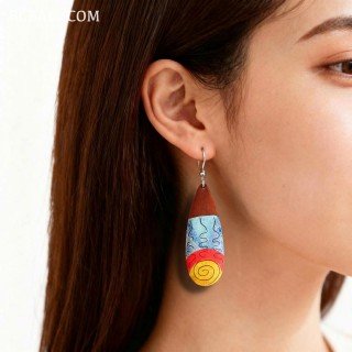 Special Offer Painting Wood Earrings Unique Model